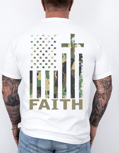 Faith American Flag Shirt Christian Cross Camo Graphic Tee Patriotic T-Shirt for Men