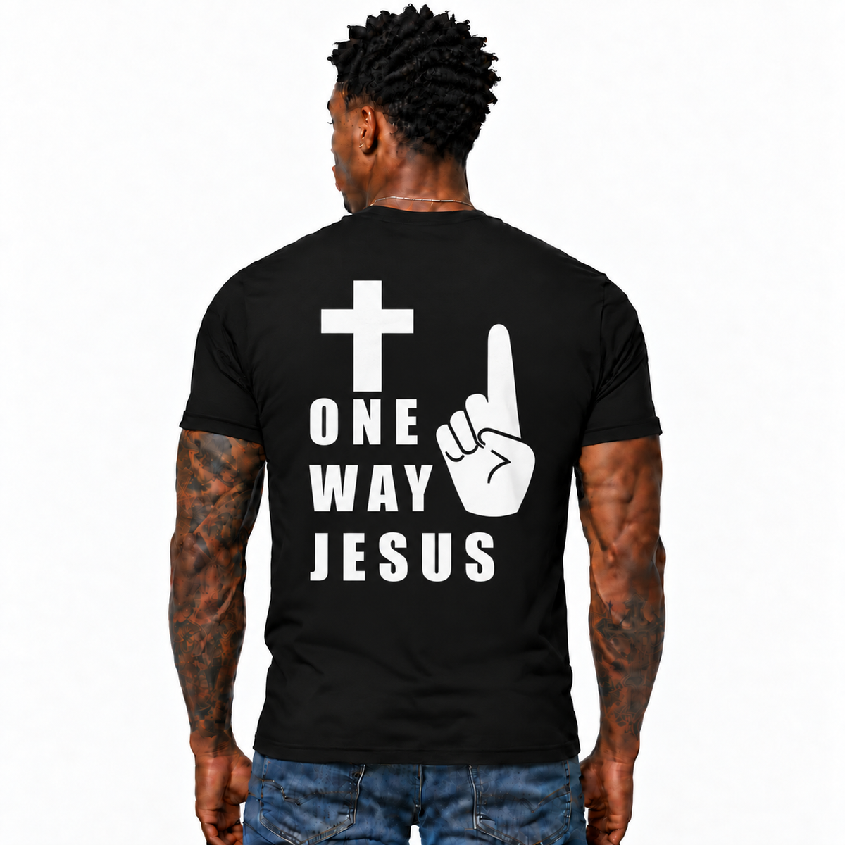 One Way Jesus Shirt Christian Cross Graphic Tee for Men Faith Religious Jesus Christ Church Gift