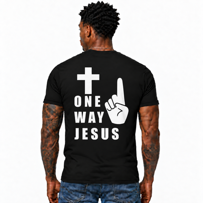 One Way Jesus Shirt Christian Cross Graphic Tee for Men Faith Religious Jesus Christ Church Gift