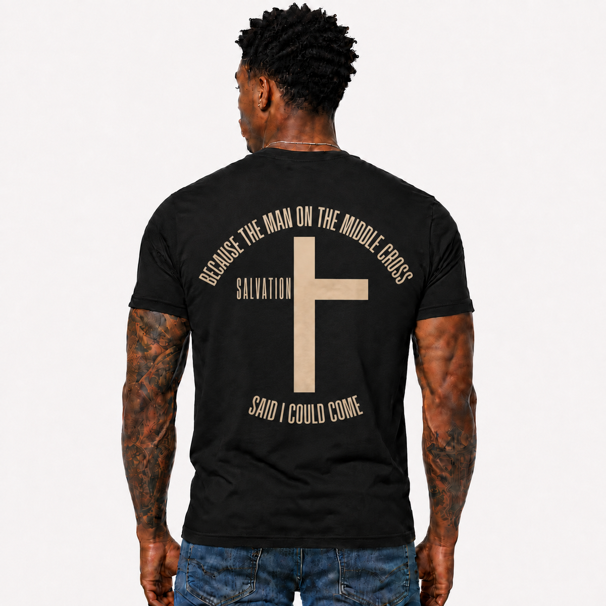 Because The Man On The Middle Cross Said I Could Come Shirt Christian Cross Graphic Tee for Men