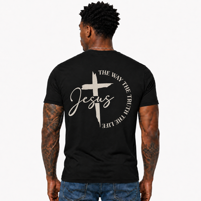 Jesus The Way The Truth The Life Shirt John 14:6 Christian Cross Graphic Tee for Men