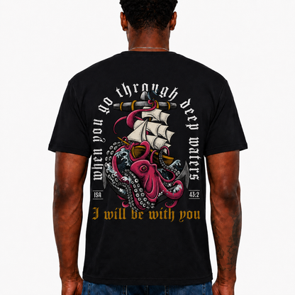 Isaiah 43:2 Shirt When You Go Through Deep Waters Christian Graphic Tee for Men