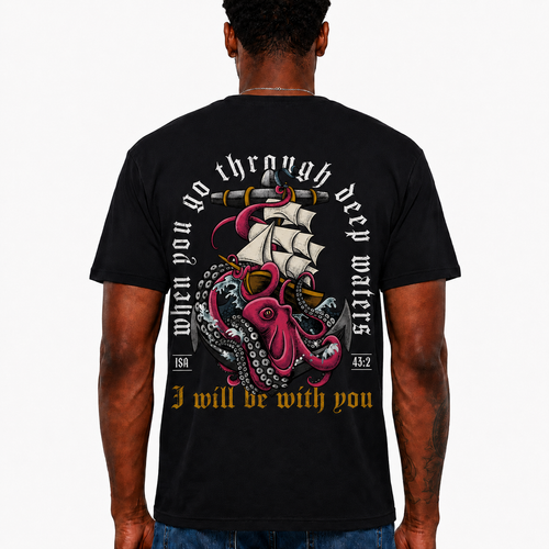 Isaiah 43:2 Shirt When You Go Through Deep Waters Christian Graphic Tee for Men