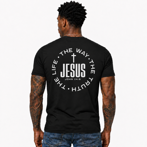 Jesus The Way The Truth The Life Shirt John 14:6 Christian Cross Graphic Tee Faith Gift for Men