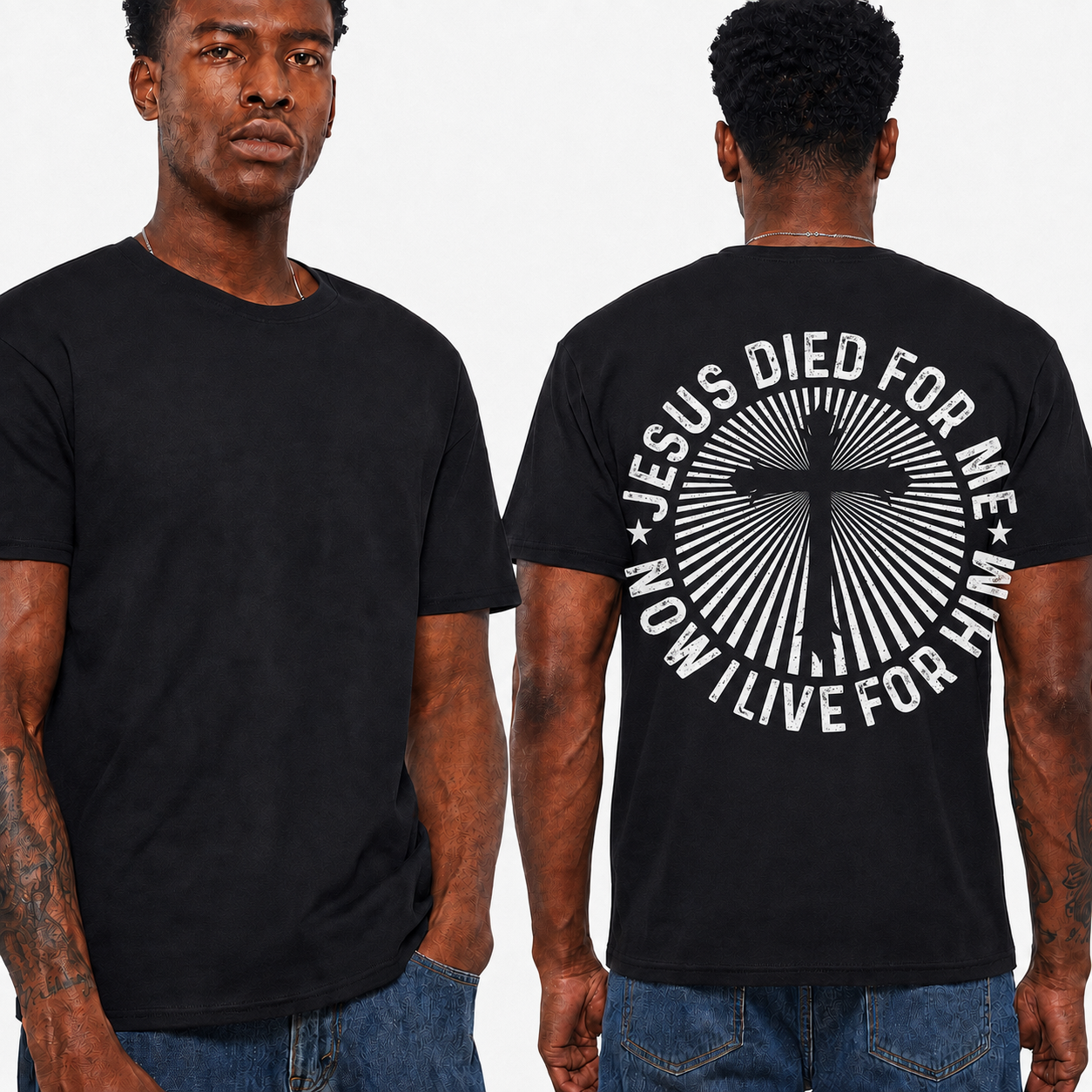 Jesus Died For Me Now I Live For Him Shirt Christian Cross Graphic Tee for Men