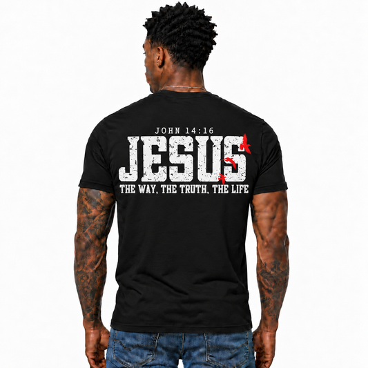 Jesus The Way The Truth The Life Shirt John 14:6 Christian Bible Verse Faith Graphic Tee for Men