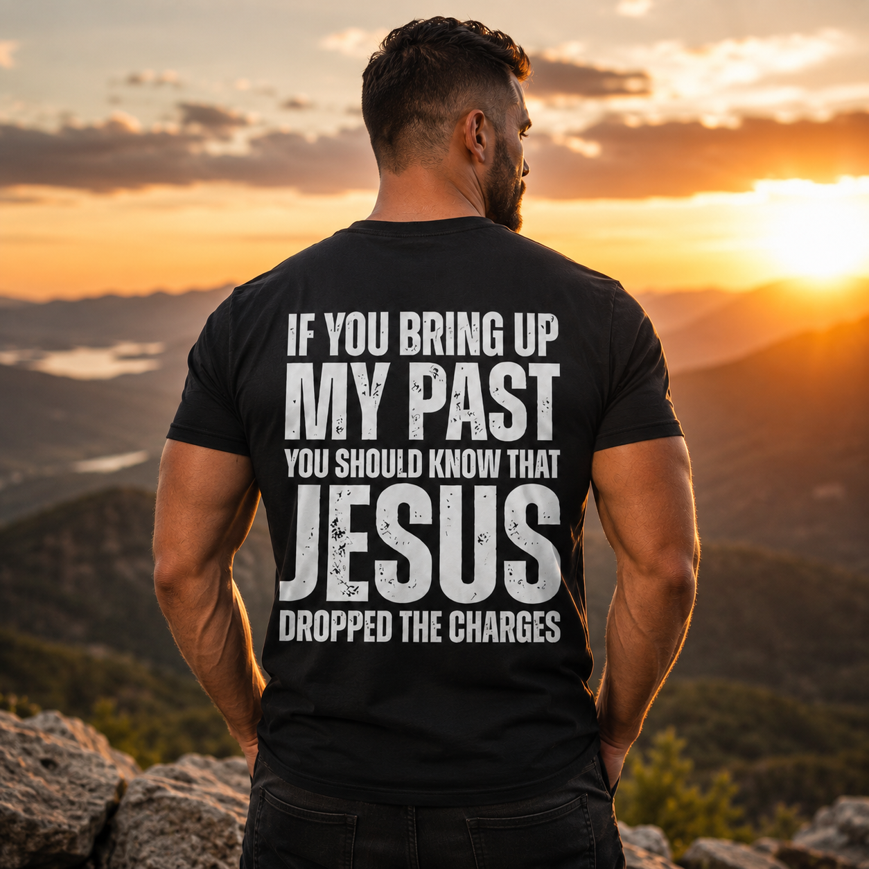 If You Bring Up My Past Jesus Dropped The Charges Shirt Funny Christian Graphic Tee for Men