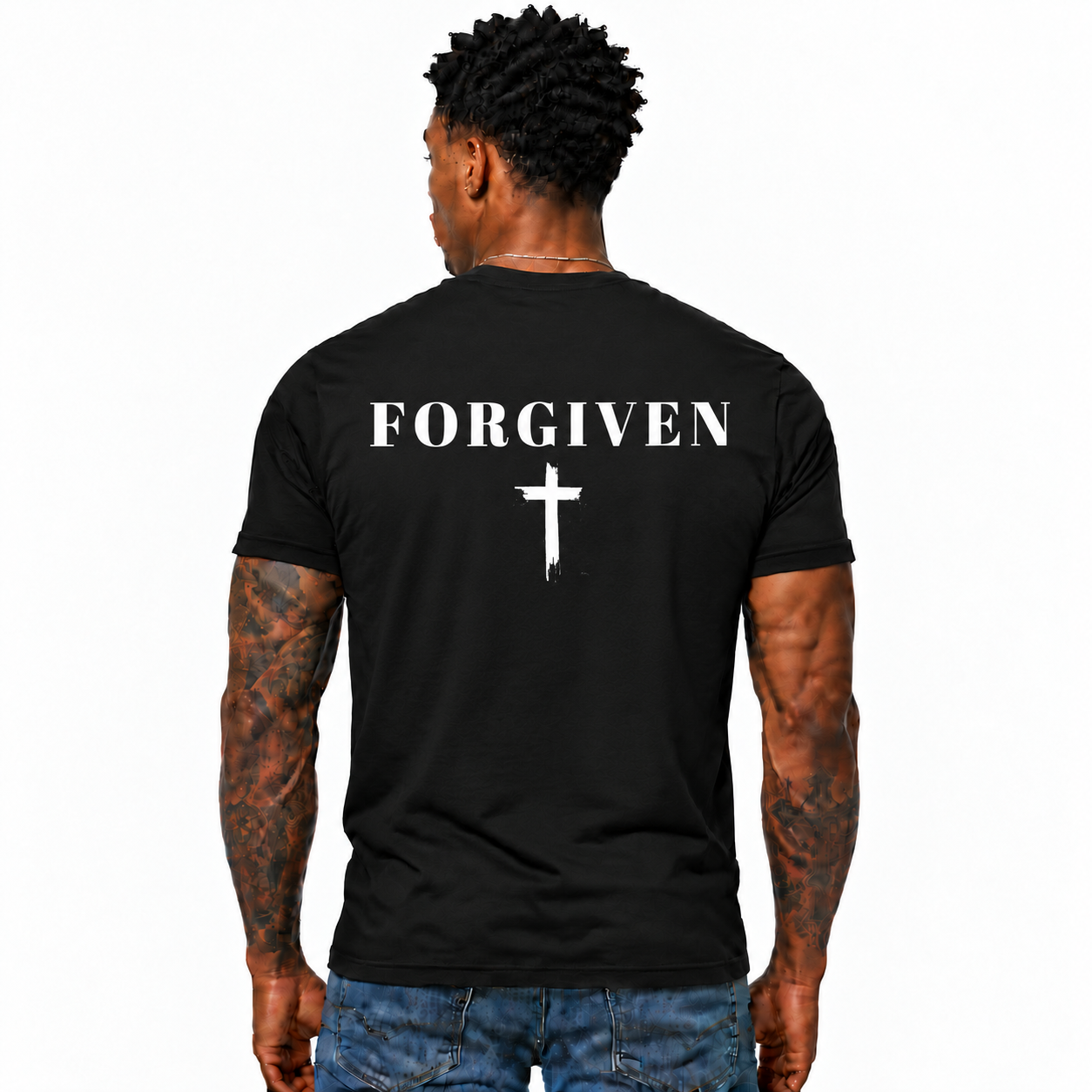 Forgiven Shirt Christian Cross Graphic Tee Faith Jesus Religious Gift for Men