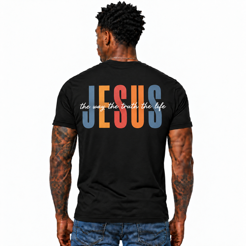 Jesus The Way The Truth The Life Shirt Christian Faith Graphic Tee Bible Verse Gift for Men