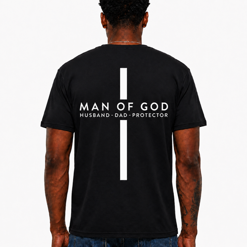 Man of God Shirt Christian Cross Graphic Tee Husband Dad Protector T-Shirt for Men