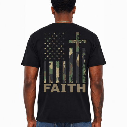 Faith American Flag Shirt Christian Cross Camo Graphic Tee Patriotic T-Shirt for Men