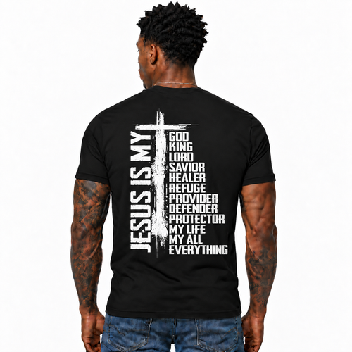 Jesus Is My God King Lord Savior Shirt Christian Cross Graphic Tee for Men Faith Religious Gift