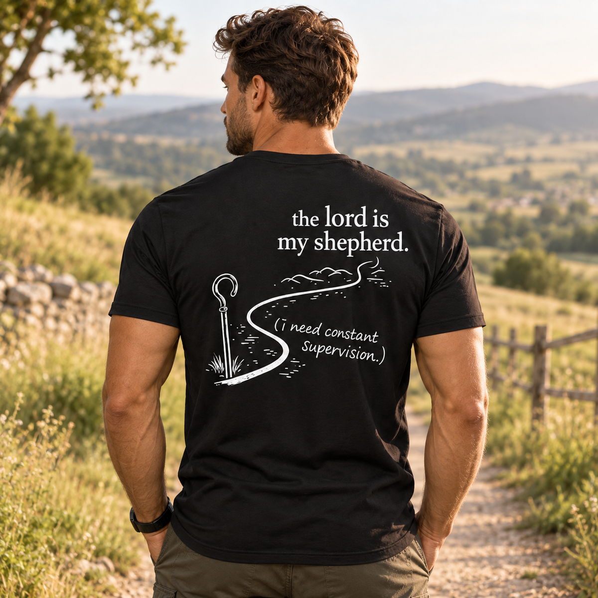 The Lord Is My Shepherd Shirt Funny Christian Faith Graphic Tee for Men Religious Gift