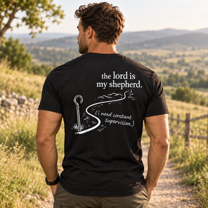 The Lord Is My Shepherd Shirt Funny Christian Faith Graphic Tee for Men Religious Gift