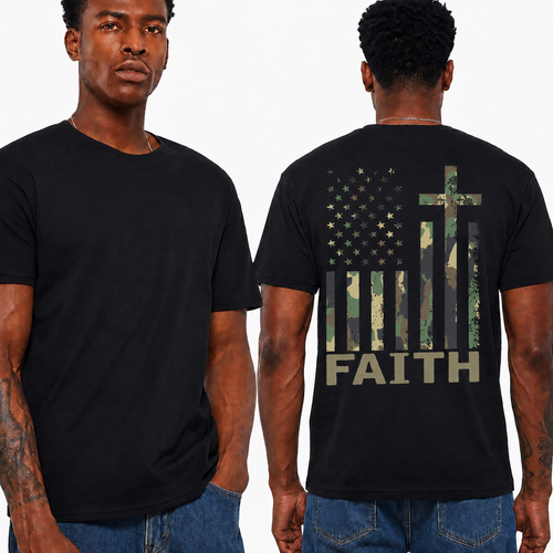 Faith American Flag Shirt Christian Cross Camo Graphic Tee Patriotic T-Shirt for Men