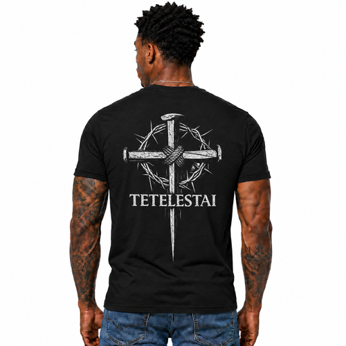 Tetelestai Shirt It Is Finished Christian Cross Crown of Thorns Graphic Tee Faith Gift for Men