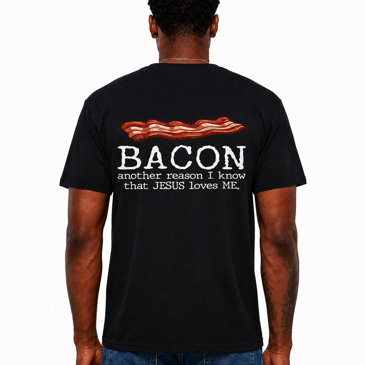 Bacon Another Reason I Know Jesus Loves Me Shirt Funny Christian Graphic Tee for Men