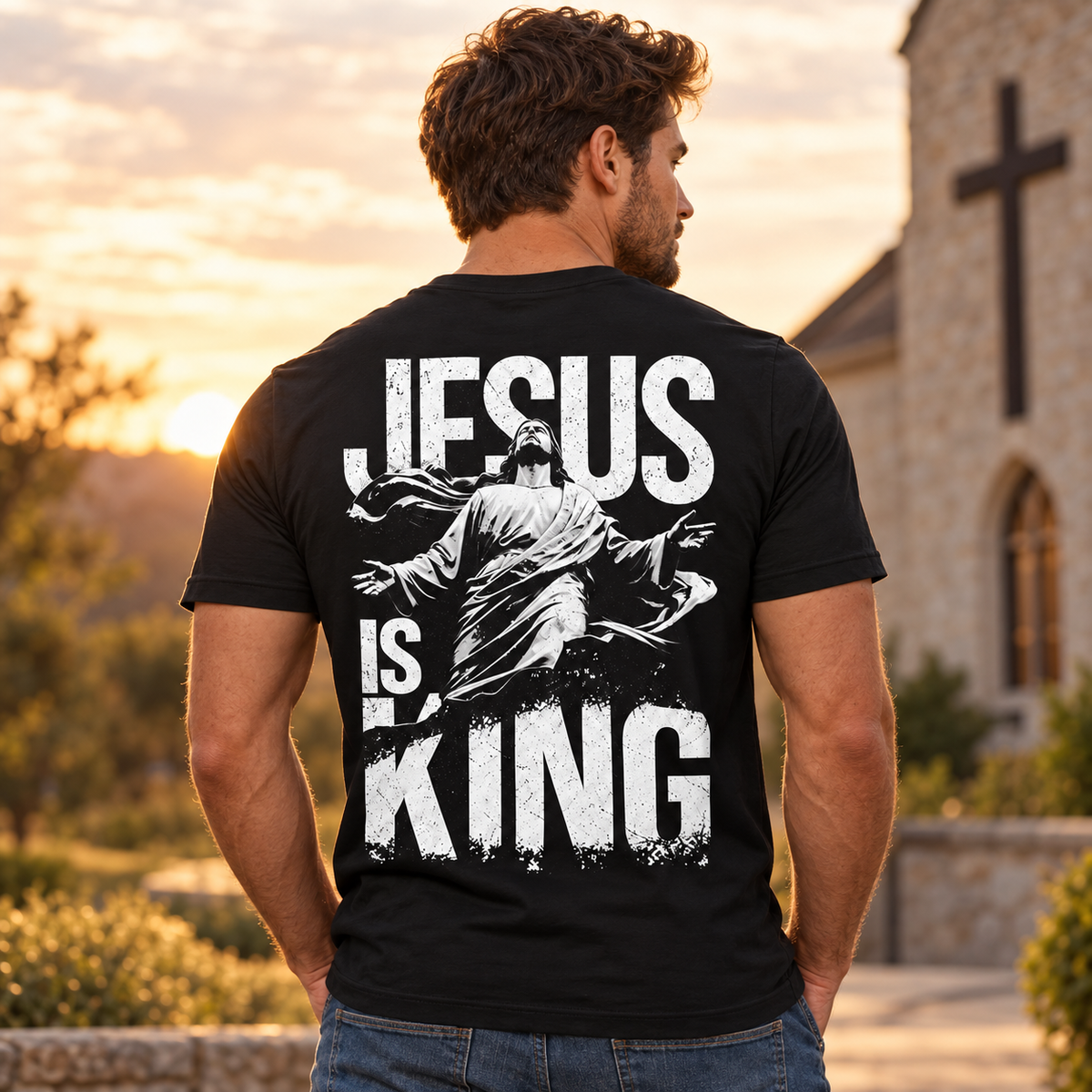 Jesus Is King Shirt Christian Jesus Graphic Tee for Men Faith Religious Gift