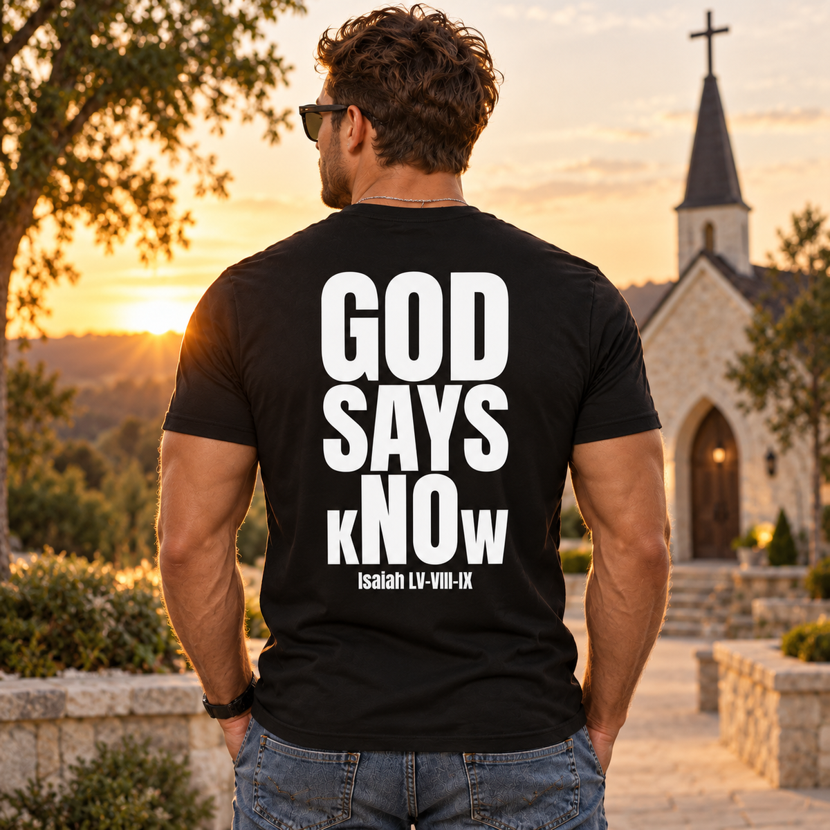 God Says Know Shirt Isaiah 55:8-9 Christian Bible Verse Faith Graphic Tee Religious Gift for Men