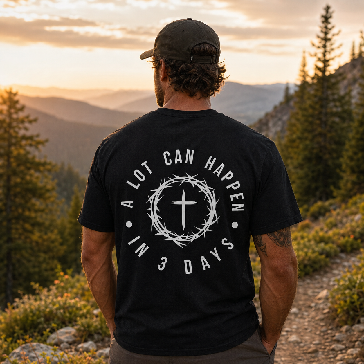 A Lot Can Happen In 3 Days Shirt Christian Easter Cross Graphic Tee for Men