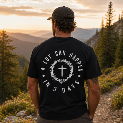 A Lot Can Happen In 3 Days Shirt Christian Easter Cross Graphic Tee for Men