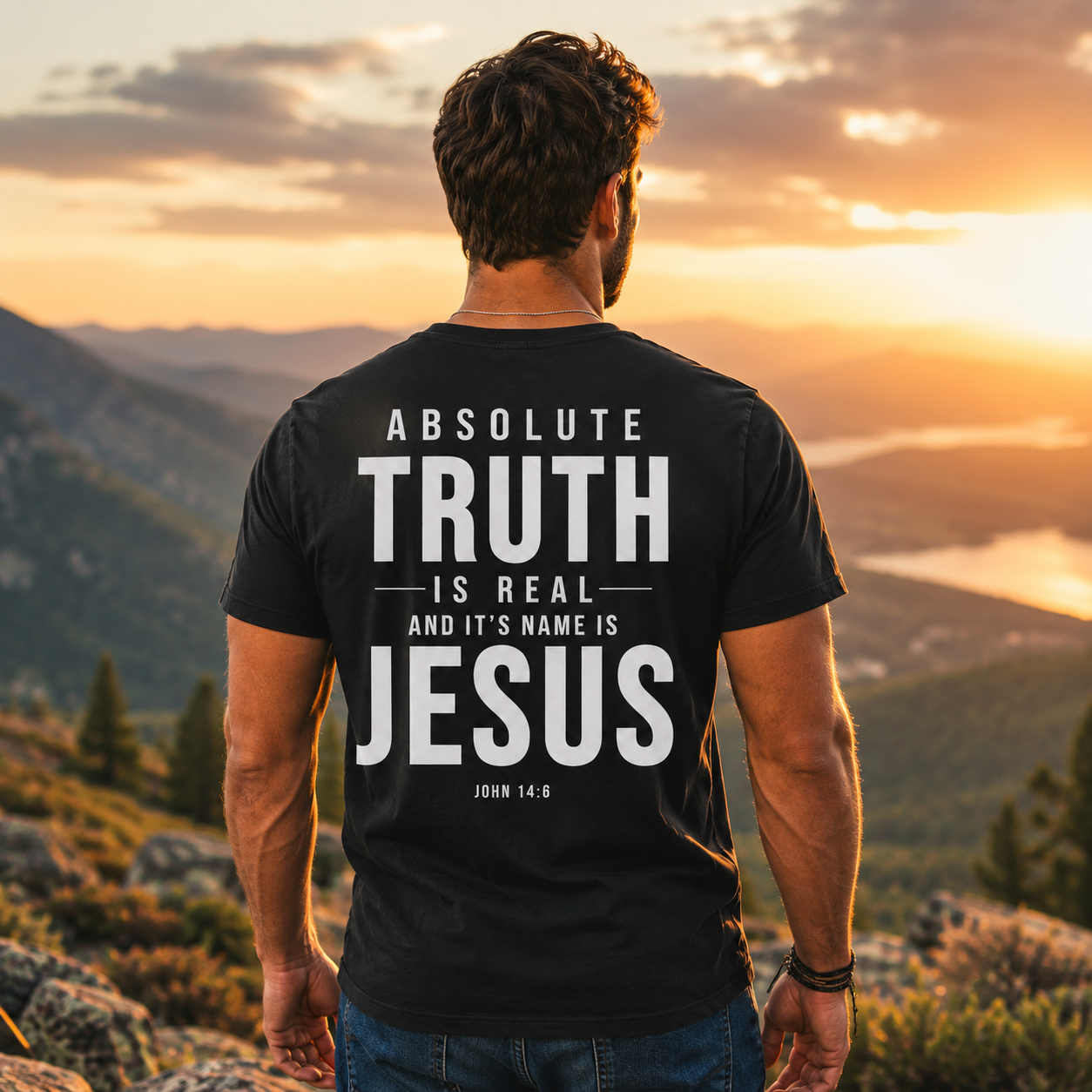 Absolute Truth Is Real And Its Name Is Jesus Shirt John 14:6 Christian Graphic Tee for Men