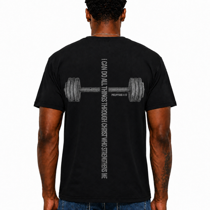 I Can Do All Things Through Christ Shirt Philippians 4:13 Christian Gym Graphic Tee for Men