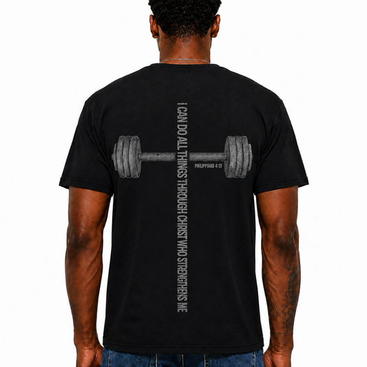I Can Do All Things Through Christ Shirt Philippians 4:13 Christian Gym Graphic Tee for Men