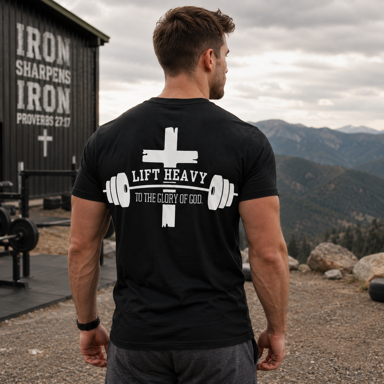 Lift Heavy To The Glory Of God Shirt Christian Gym Workout Graphic Tee for Men