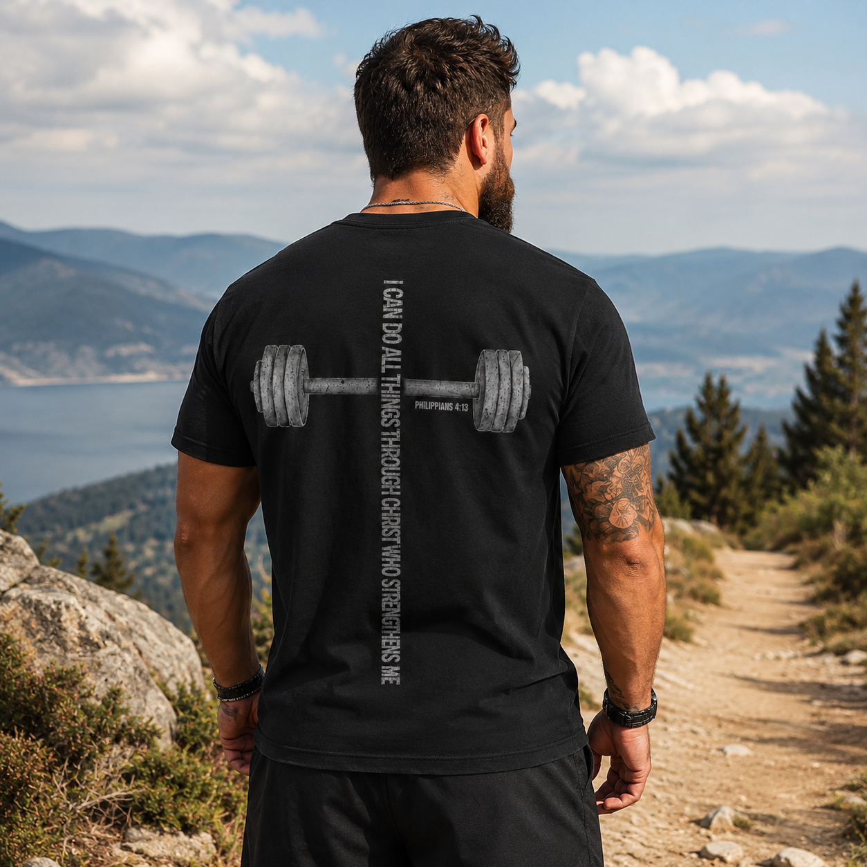 I Can Do All Things Through Christ Shirt Philippians 4:13 Christian Gym Graphic Tee for Men