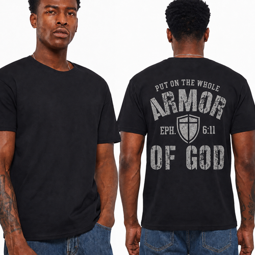 Armor of God Shirt Ephesians 6:11 Christian Graphic Tee Faith Bible Verse T-Shirt for Men