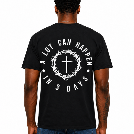 A Lot Can Happen In 3 Days Shirt Christian Easter Cross Graphic Tee for Men