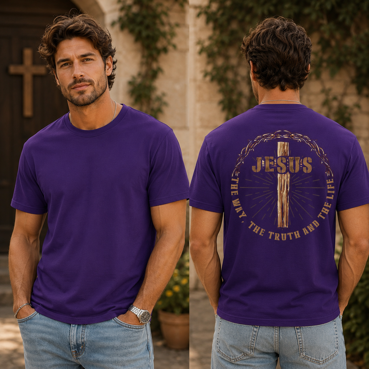 Jesus The Way The Truth And The Life Shirt Christian Cross Graphic Tee Faith Gift For Men