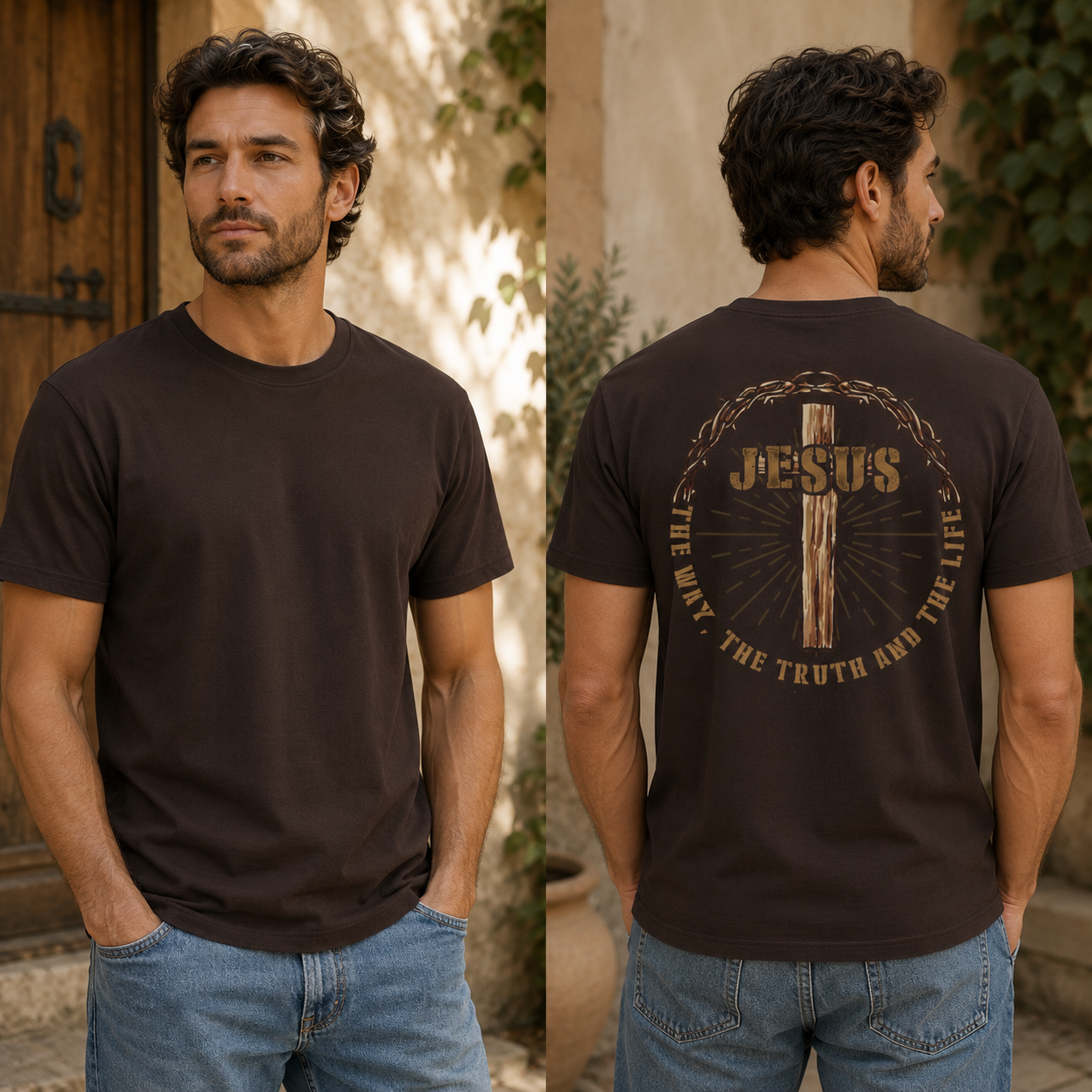 Jesus The Way The Truth And The Life Shirt Christian Cross Graphic Tee Faith Gift For Men