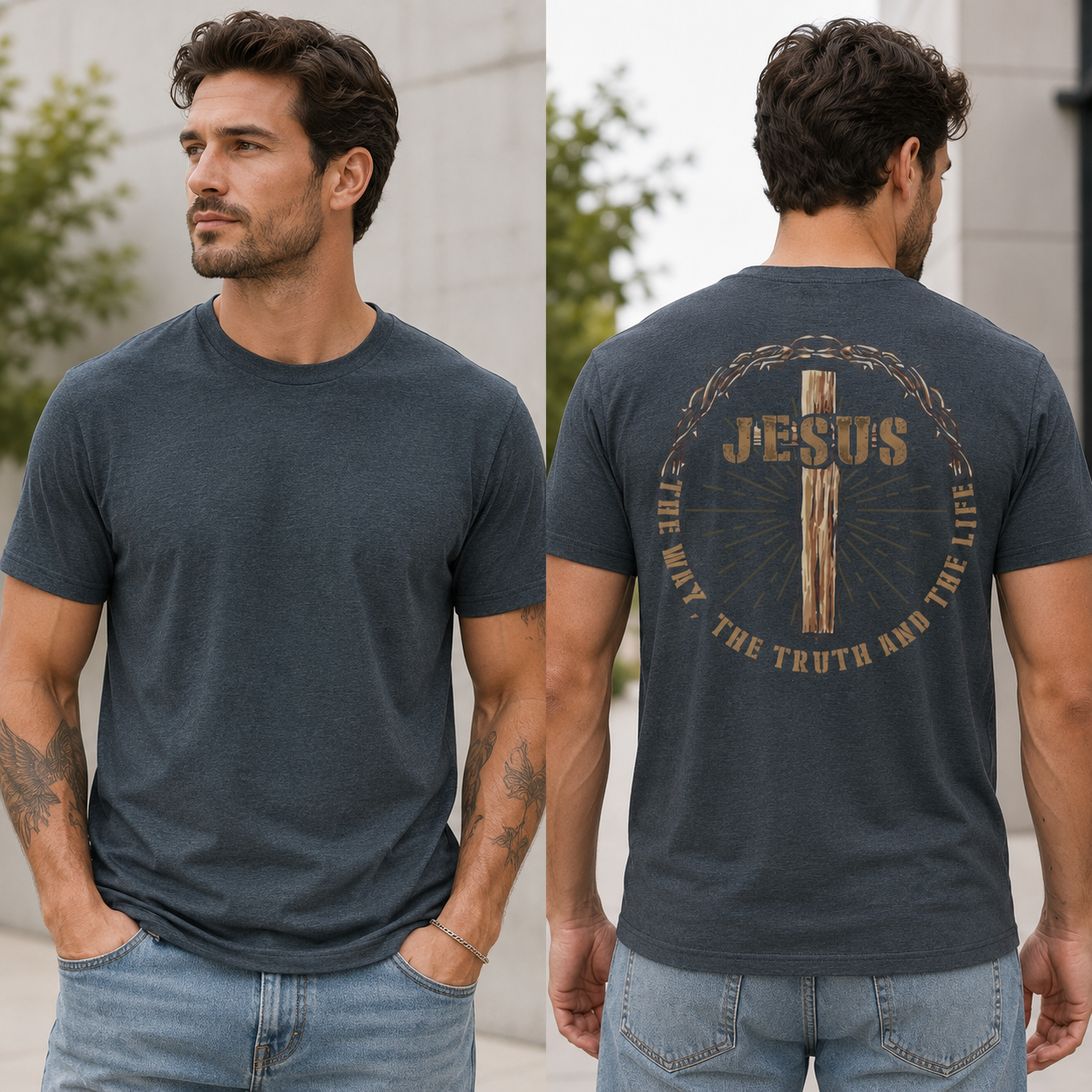 Jesus The Way The Truth And The Life Shirt Christian Cross Graphic Tee Faith Gift For Men