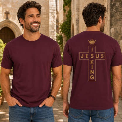 Jesus Is King Shirt Christian Cross Graphic Tee Faith Gift For Men