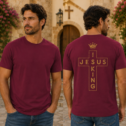 Jesus Is King Shirt Christian Cross Graphic Tee Faith Gift For Men