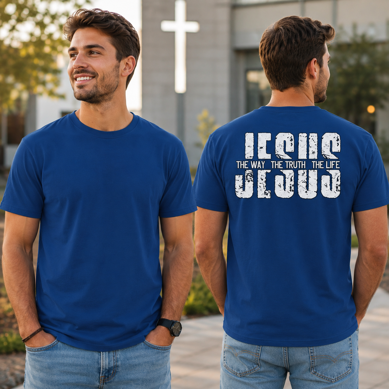 Jesus The Way The Truth The Life Shirt Christian Faith Graphic Tee Gift For Men