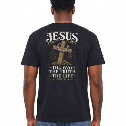 Jesus The Way The Truth The Life Shirt Christian Cross Graphic Tee John 14 6 Faith Gift For Men