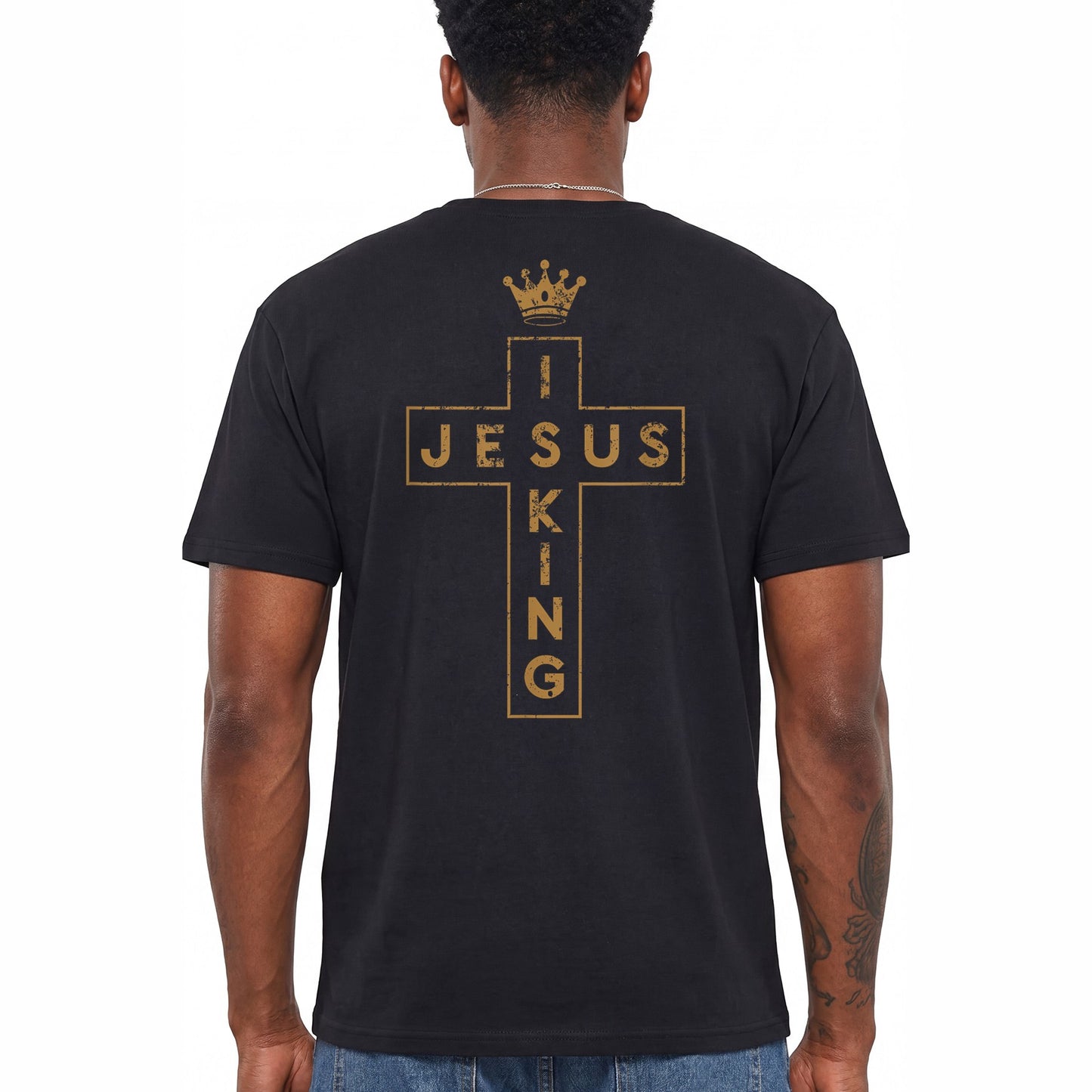 Jesus Is King Shirt Christian Cross Graphic Tee Faith Gift For Men