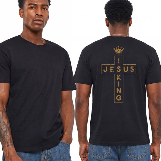 Jesus Is King Shirt Christian Cross Graphic Tee Faith Gift For Men