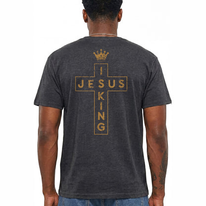 Jesus Is King Shirt Christian Cross Graphic Tee Faith Gift For Men