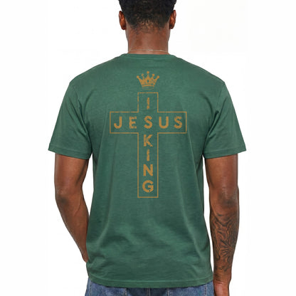 Jesus Is King Shirt Christian Cross Graphic Tee Faith Gift For Men