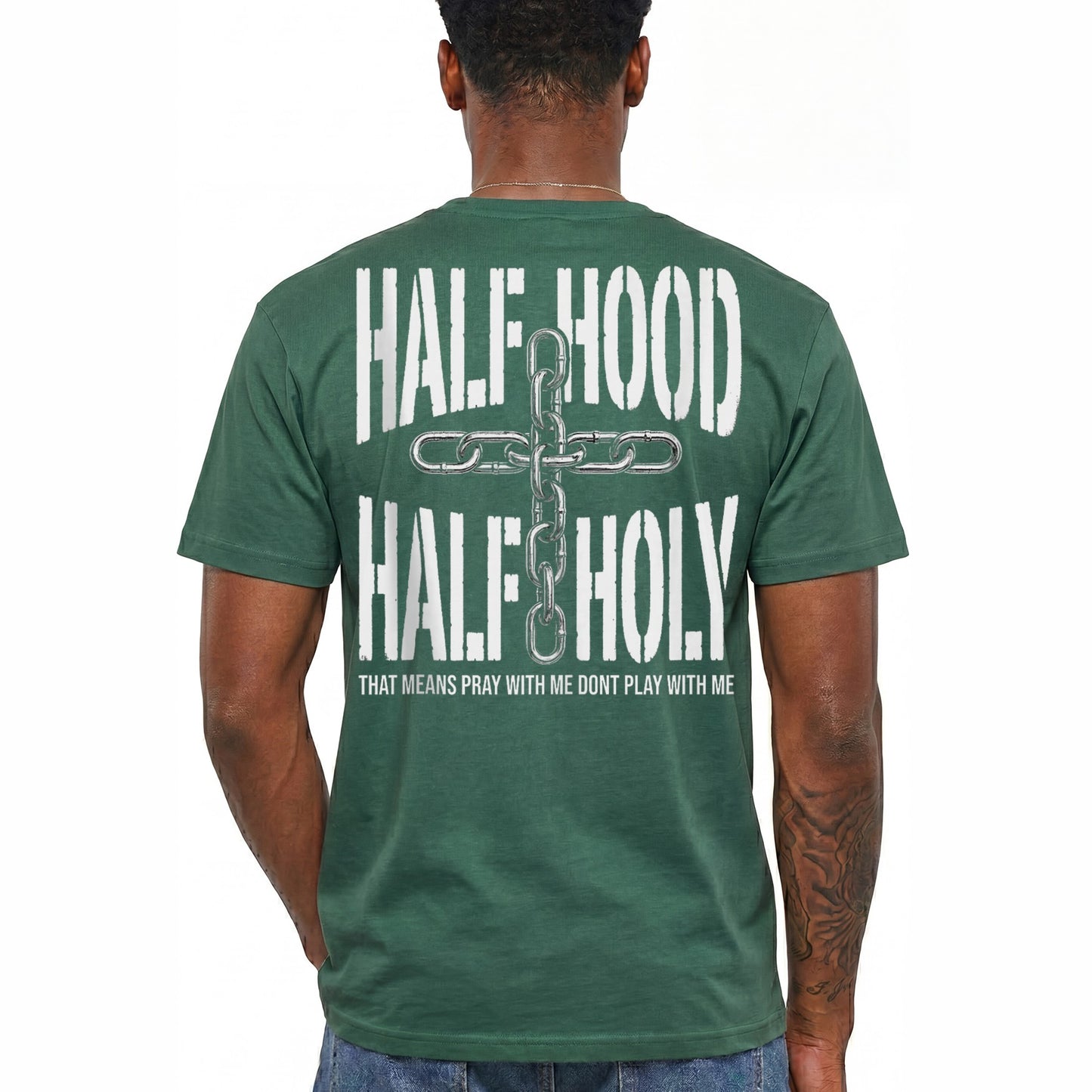 Half Hood Half Holy Shirt Funny Christian Graphic Tee Faith Gift For Men