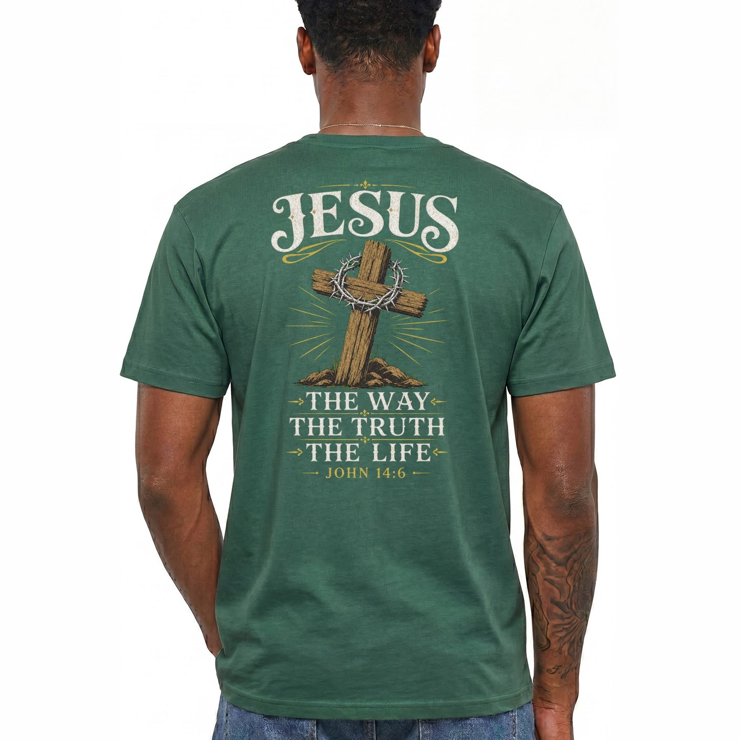 Jesus The Way The Truth The Life Shirt Christian Cross Graphic Tee John 14 6 Faith Gift For Men