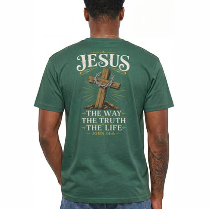 Jesus The Way The Truth The Life Shirt Christian Cross Graphic Tee John 14 6 Faith Gift For Men