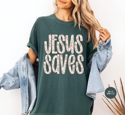 Jesus Saves Comfort Colors® Shirt | Christian Christianity Faith Shirt | Religious Apparel Catholic Y2K Tee Shirt