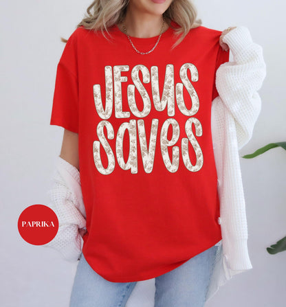 Jesus Saves Comfort Colors® Shirt | Christian Christianity Faith Shirt | Religious Apparel Catholic Y2K Tee Shirt