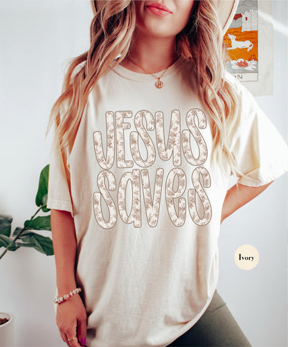 Jesus Saves Comfort Colors® Shirt | Christian Christianity Faith Shirt | Religious Apparel Catholic Y2K Tee Shirt