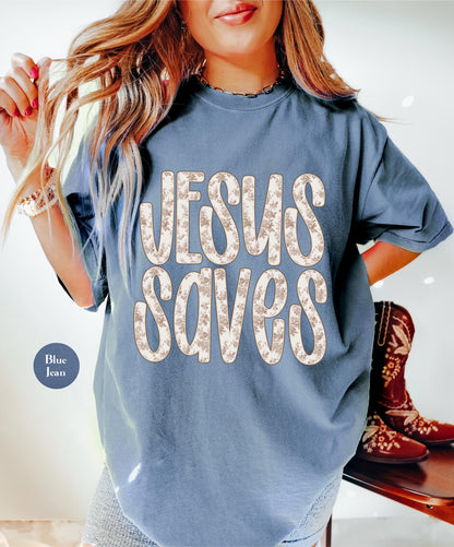 Jesus Saves Comfort Colors® Shirt | Christian Christianity Faith Shirt | Religious Apparel Catholic Y2K Tee Shirt